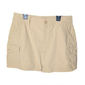 Eddie Bauer Khaki Beige Cargo Shorts Women's 6 Like New Condition Pockets Zipper